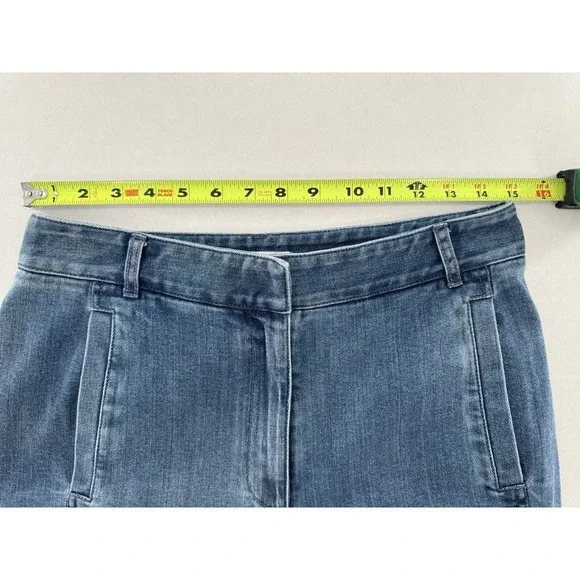 Tibi Jeans Size 6 Vintage Stone Slouchy Rouched Blue Cropped Denim Pants Women’s - Picture 15 of 16